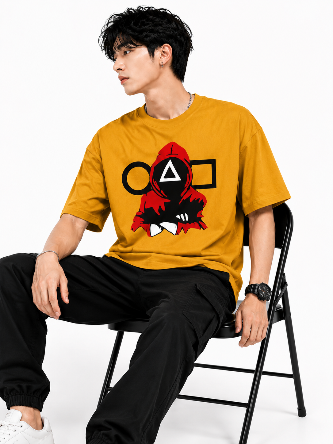 Attitude T-Shirts for Men | Oversized Squid Game Printed T-Shirt for Men | 100% Pure Cotton T Shirt