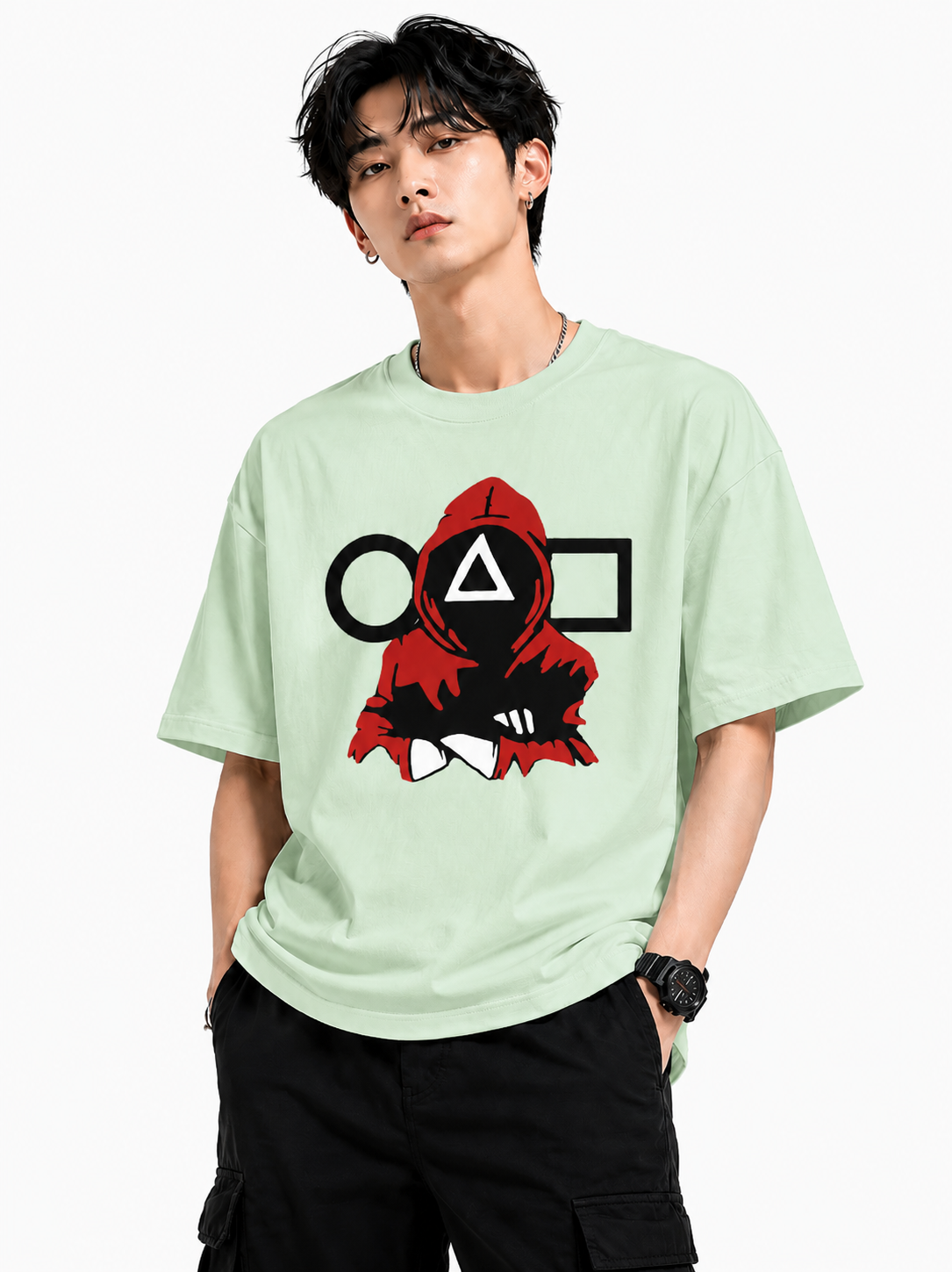 Attitude T-Shirts for Men | Oversized Squid Game Printed T-Shirt for Men | 100% Pure Cotton T Shirt