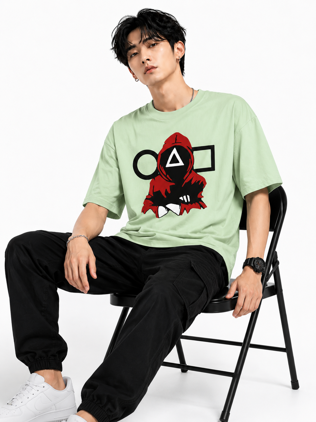 Attitude T-Shirts for Men | Oversized Squid Game Printed T-Shirt for Men | 100% Pure Cotton T Shirt
