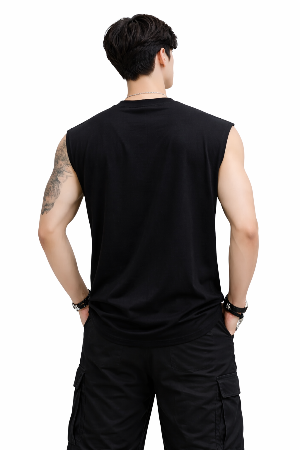 Attitude Start of Fashion Men’s Trendy Sleeveless T-Shirt – Bold Chest Print