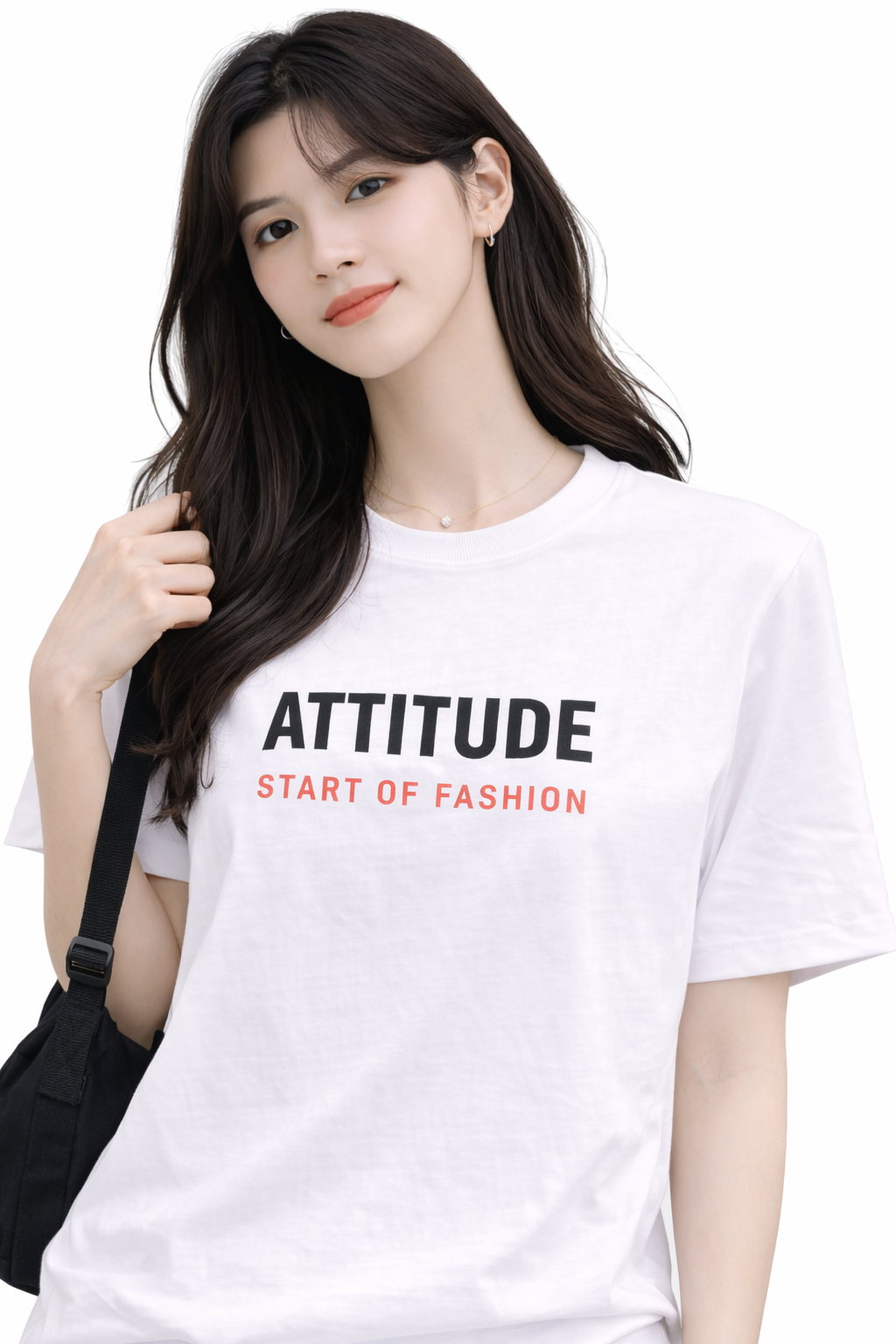 Attitude Start of Fashion Women’s White Attitude Graphic Round Neck T-Shirt