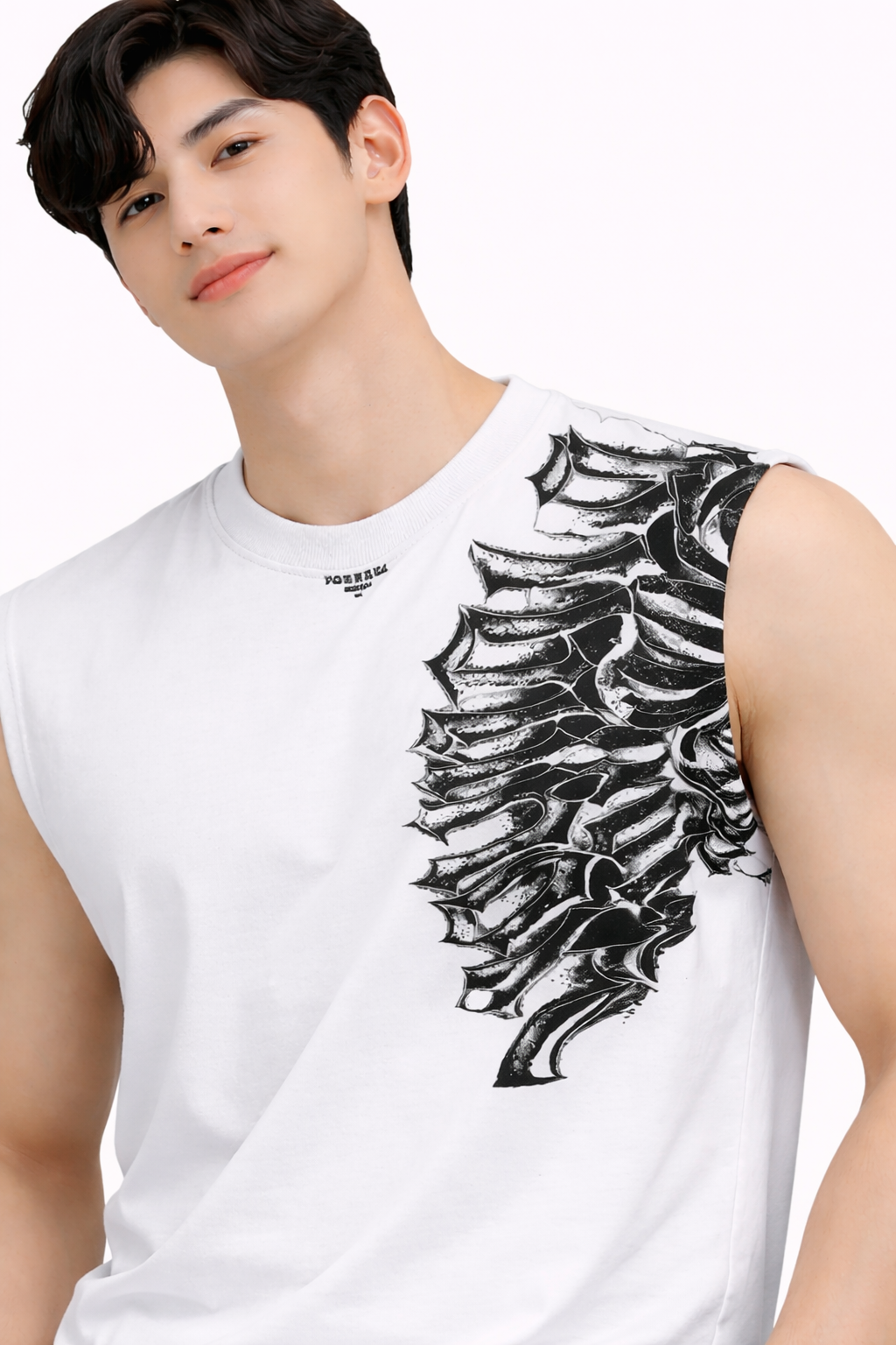 Attitude Start of Fashion Men’s White Sleeveless Graphic T-Shirt | Bold Black Print | Regular Fit