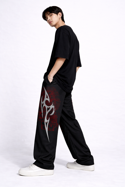 ATTITUDE START OF FASHION Men’s Hip-Hop Print Black Baggy Jogger Pants