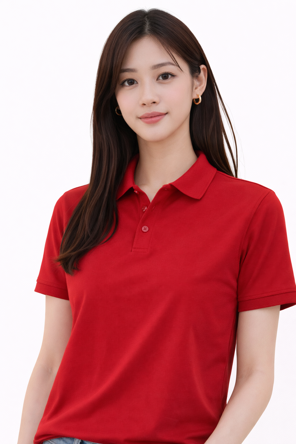 Attitude Start of Fashion Classic Red Polo T-Shirt for Women