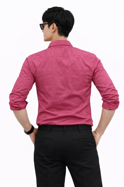 Attitude Start of Fashion Men’s Premium Dark Pink Slim Fit Casual Shirt – Full Sleeve Stylish Wear