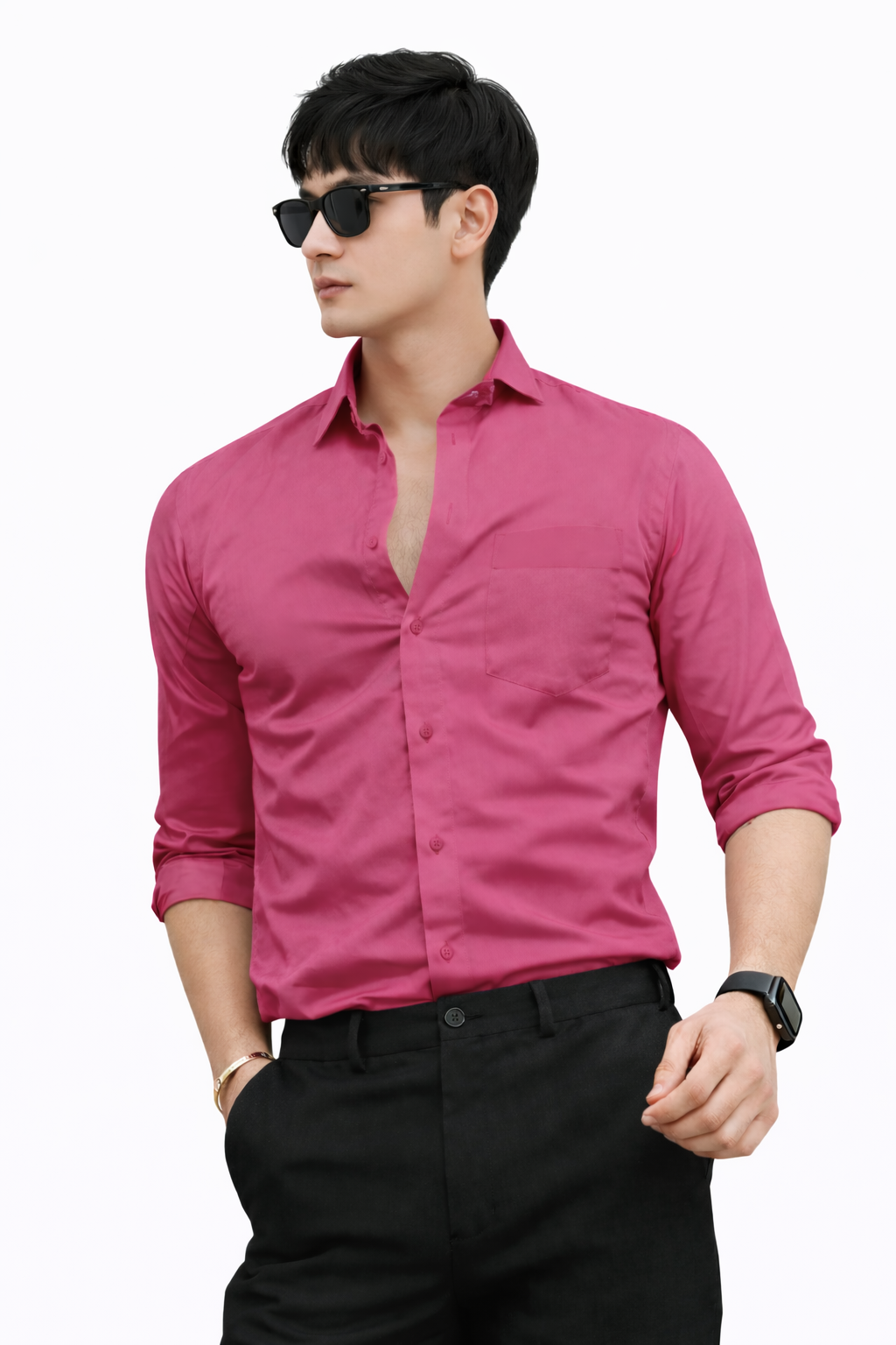 Attitude Start of Fashion Men’s Premium Dark Pink Slim Fit Casual Shirt – Full Sleeve Stylish Wear