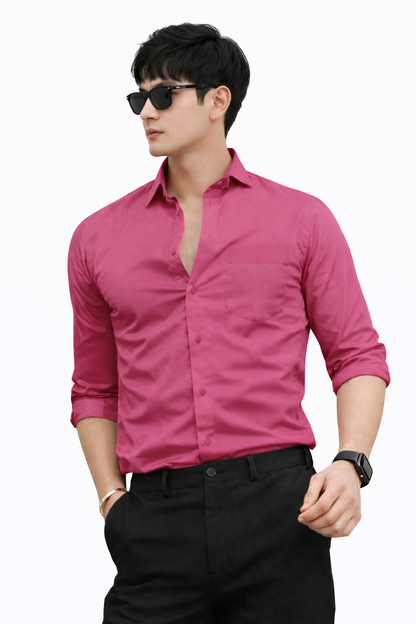 Attitude Start of Fashion Men’s Premium Dark Pink Slim Fit Casual Shirt – Full Sleeve Stylish Wear