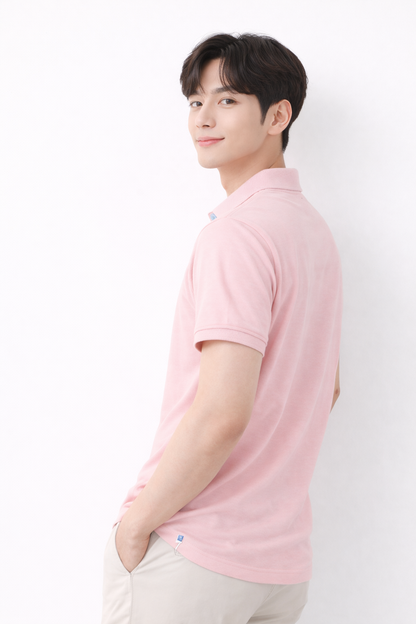 Attitude Start of Fashion Men Solid Pink Polo T-Shirt – Slim Fit Casual Wear
