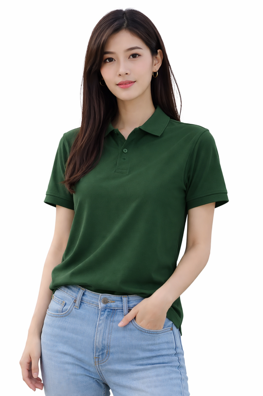 Attitude Start of Fashion Classic Green Polo T-Shirt for Women