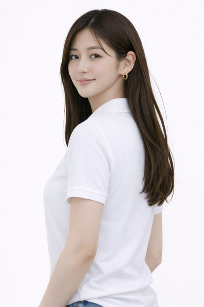Attitude Start of Fashion Classic White Polo T-Shirt for Women