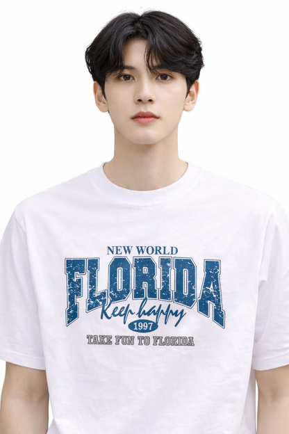 Attitude Start of Fashion New World Florida Typography Casual T-Shirt for Men