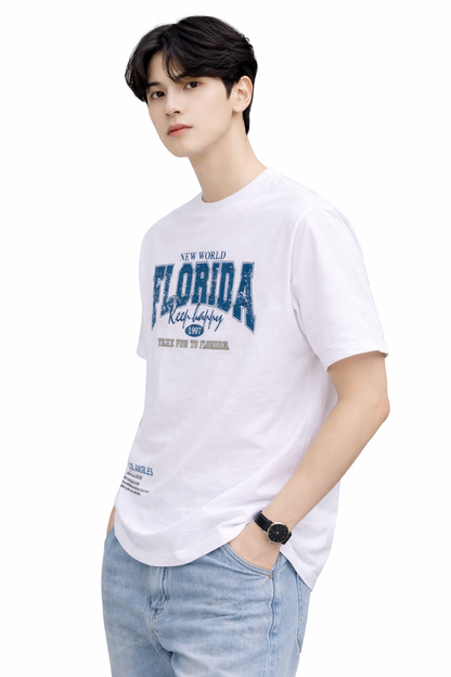 Attitude Start of Fashion New World Florida Typography Casual T-Shirt for Men