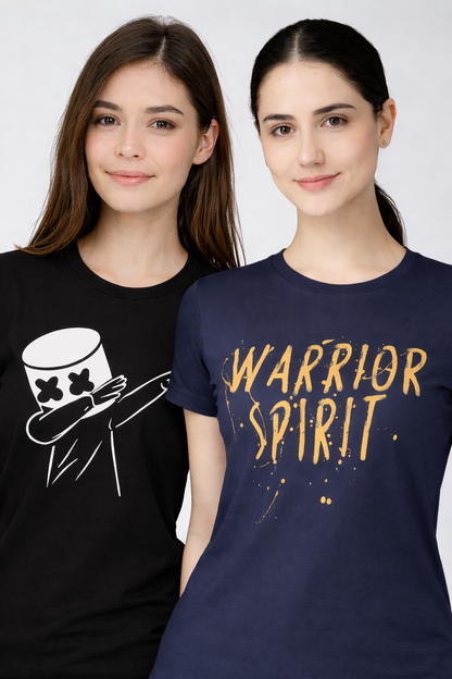 ATTITUDE START OF FASHION Women’s Stylish Printed T-Shirt Combo (Pack of 2)