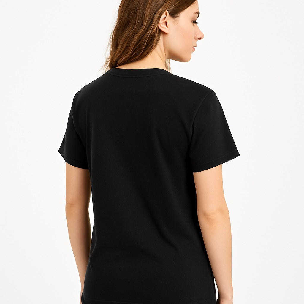 Attitude Start Of Fashion Women’s Black Geometric Star Symbol Graphic T-Shirt