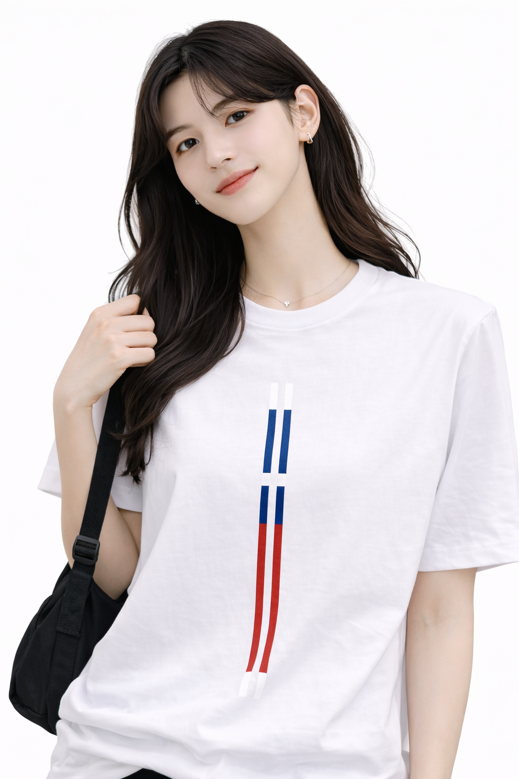 Attitude Start of Fashion Women’s White Minimal Stripe Casual Cotton T-Shirt