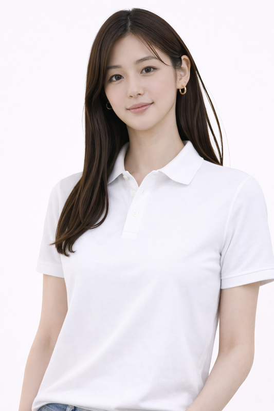 Attitude Start of Fashion Classic White Polo T-Shirt for Women