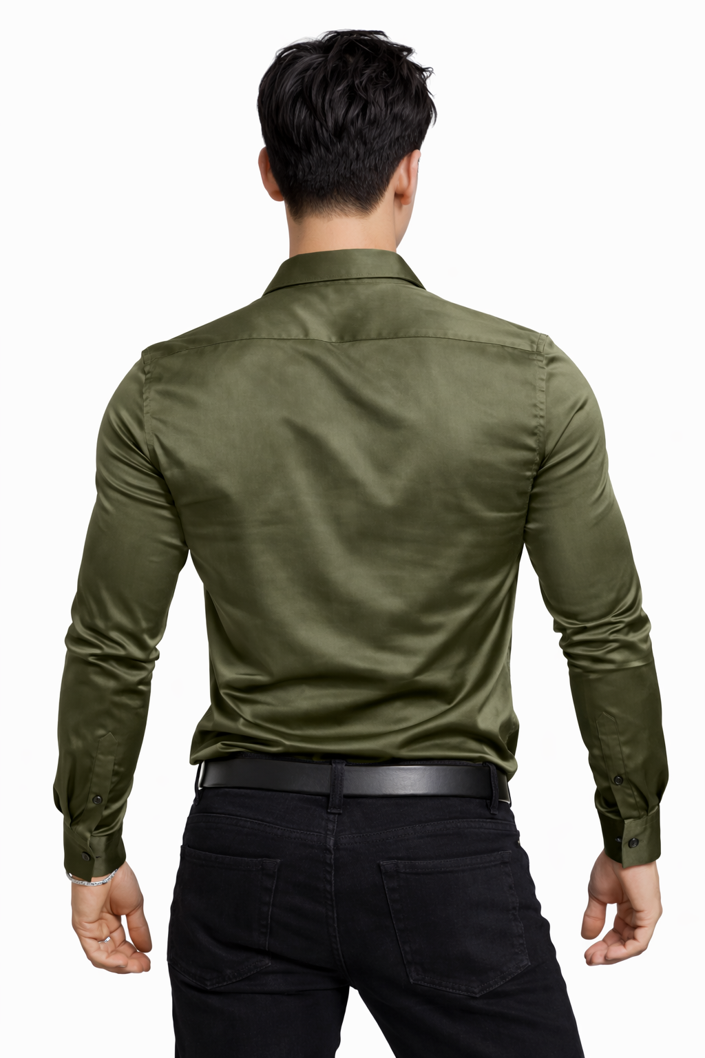 Attitude Start of Fashion Men’s Premium Olive Green Satin Slim Fit Shirt – Full Sleeve Party Wear