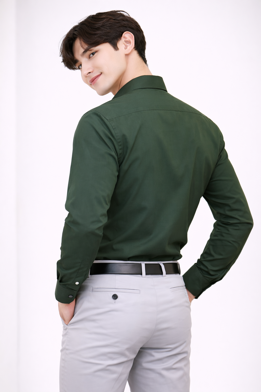 Attitude Start of Fashion Men’s Premium Dark Green Slim Fit Formal Shirt – Full Sleeve Classic Wear