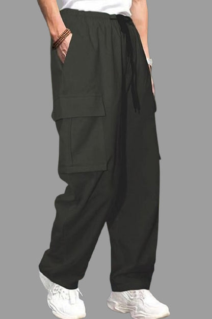 Attitude Men's Regular Fit Cargo Baggy Lower– Cotton Blend, Elastic Waistband & Pockets |