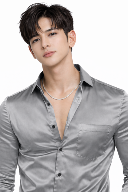 Attitude Start of Fashion Men’s Premium Grey Satin Slim Fit Shirt – Full Sleeve Party Wear