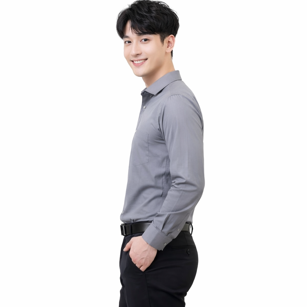 Attitude Start of Fashion Men’s Premium Grey Slim Fit Formal Shirt – Full Sleeve Classic Office Wear