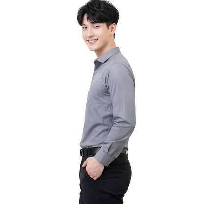 Attitude Start of Fashion Men’s Premium Grey Slim Fit Formal Shirt – Full Sleeve Classic Office Wear