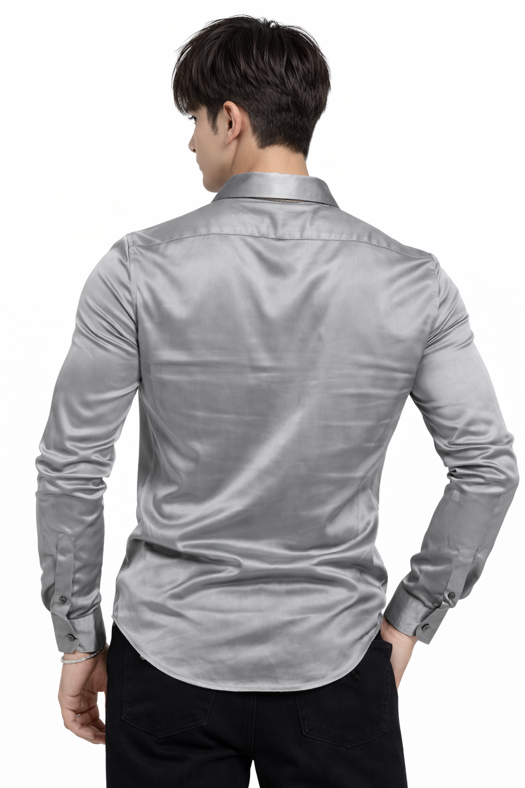 Attitude Start of Fashion Men’s Premium Grey Satin Slim Fit Shirt – Full Sleeve Party Wear