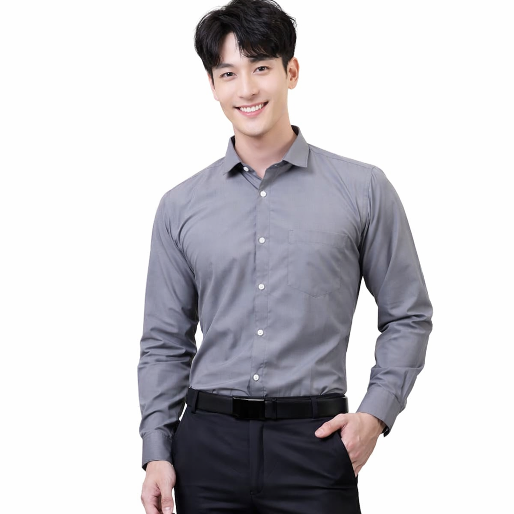 Attitude Start of Fashion Men’s Premium Grey Slim Fit Formal Shirt – Full Sleeve Classic Office Wear