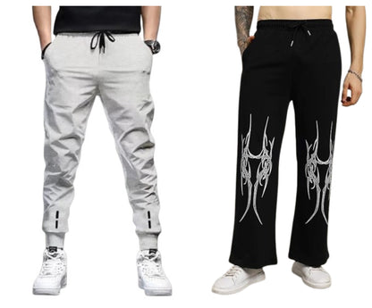 Attitude Combo Men's Regular Fit Printed Lower– Cotton Blend Joggers with Elastic Waistband & Pockets |