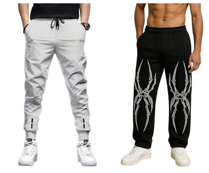Attitude Combo Men's Regular Fit Printed Lower– Cotton Blend Joggers with Elastic Waistband & Pockets |