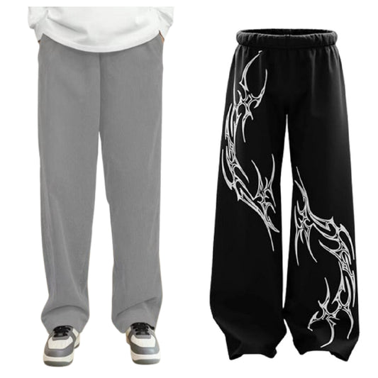 Attitude Combo Men's Regular Fit Printed Baggy Lower– Cotton Blend Joggers with Elastic Waistband & Pockets |