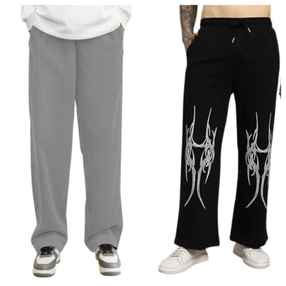 Attitude Combo Men's Regular Fit Printed Baggy Lower– Cotton Blend Joggers with Elastic Waistband & Pockets |