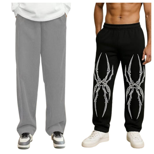 Attitude Combo Men's Regular Fit Printed Baggy Lower– Cotton Blend Joggers with Elastic Waistband & Pockets |