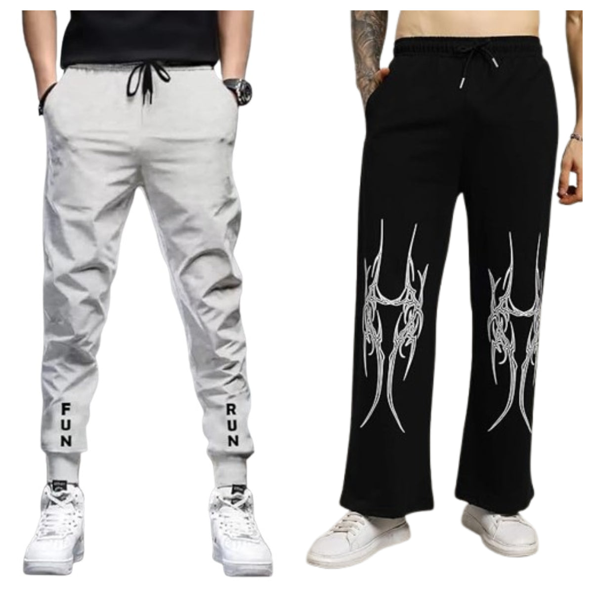 Attitude Combo Men's Regular Fit Printed Lower– Cotton Blend Joggers with Elastic Waistband & Pockets |
