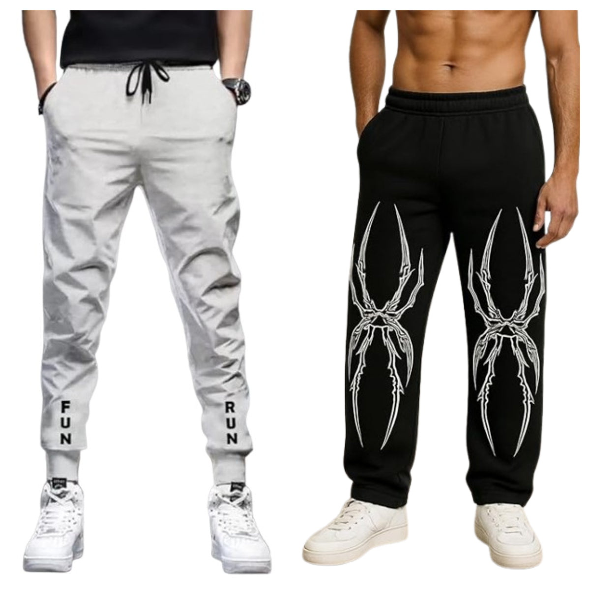 Attitude Combo Men's Regular Fit Printed Lower– Cotton Blend Joggers with Elastic Waistband & Pockets |