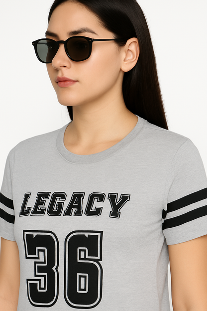 Attitude Start Of Fashion Women’s Grey LEGACY 36” Printed T-Shirt