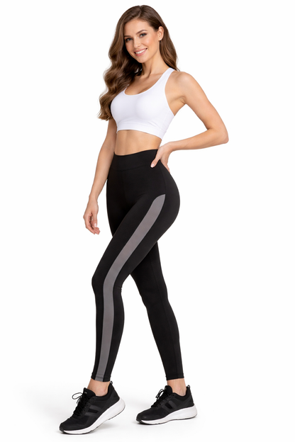 Attitude Start of Fashion Women’s Stretchable Black Sports Jegging with Curved Grey Panel