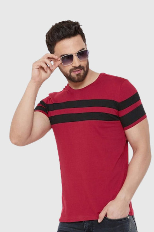 Attitude Color Block Cut & Sew Half Sleeves T-Shirt