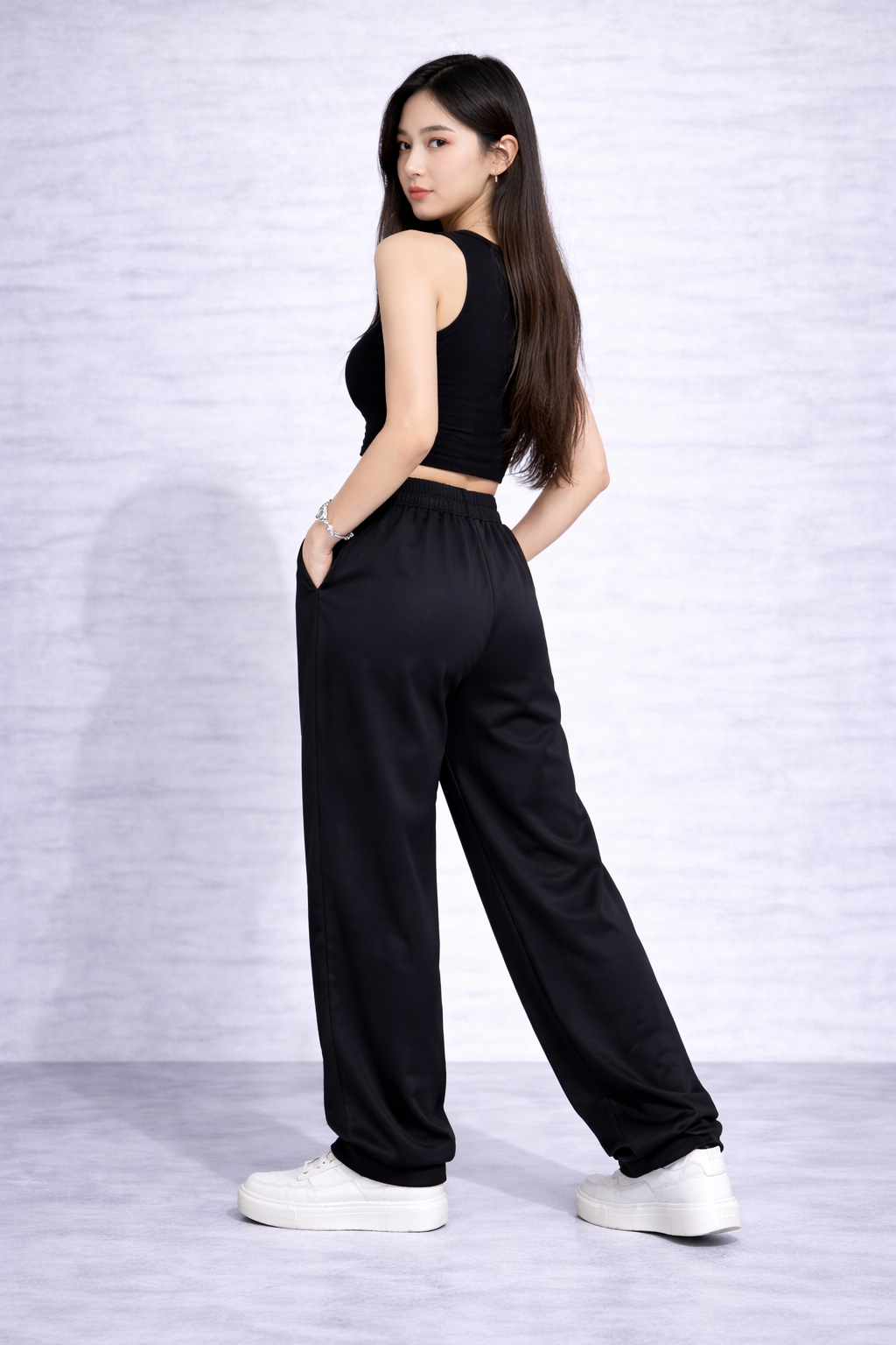 Attitude Start Of Fashion Women’s Black Tribal Graphic Wide-Leg baggy – Hip Hop Streetwear Drawstring Casual Trousers