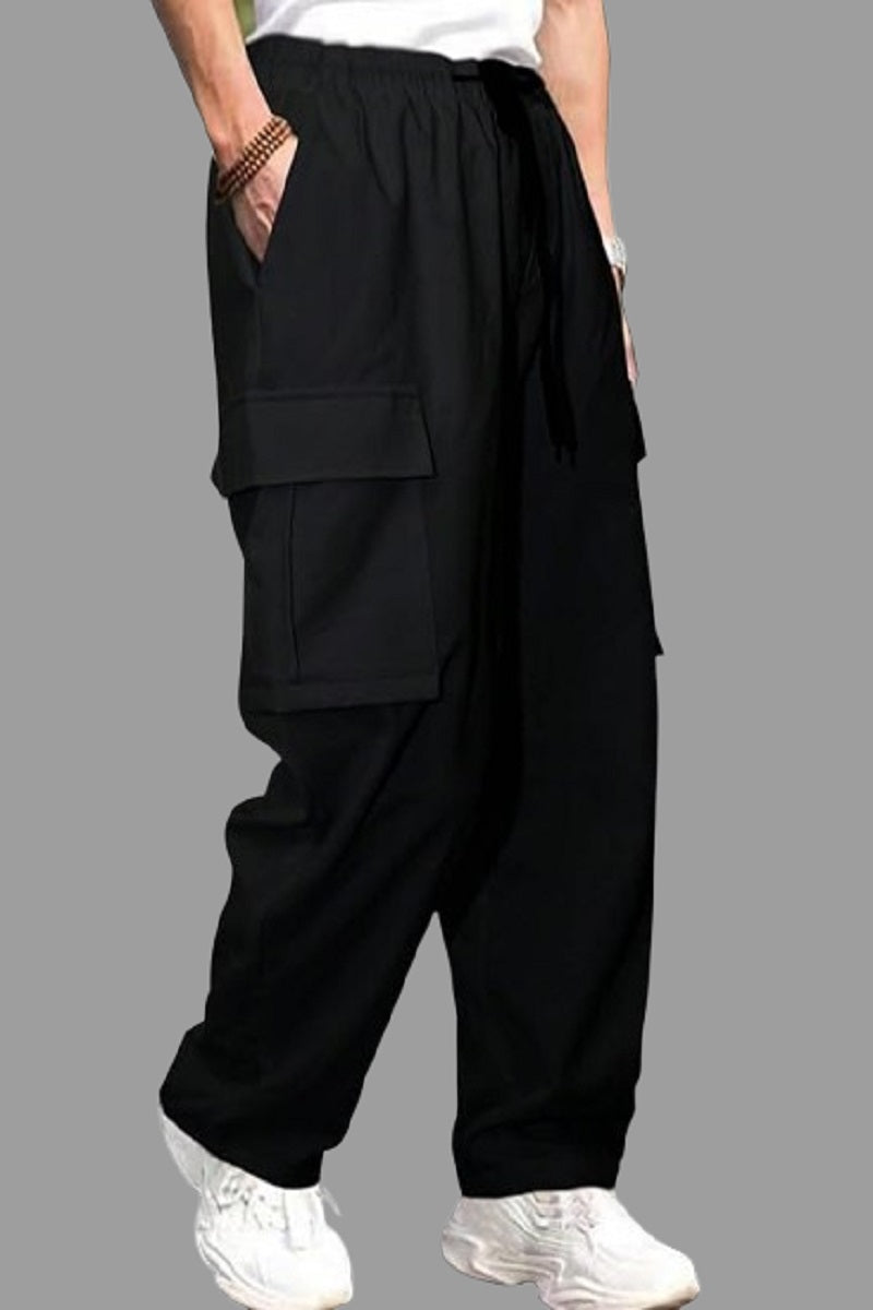 Attitude Men's Regular Fit Cargo Baggy Lower– Cotton Blend, Elastic Waistband & Pockets |
