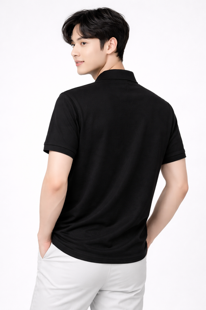 Attitude Start of Fashion Men’s Solid Black Premium Polo T-Shirt
