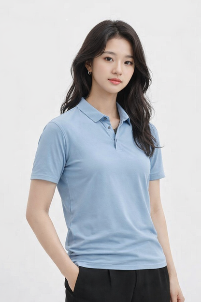 Attitude Start of Fashion Classic Sky Blue Polo T-Shirt for Women