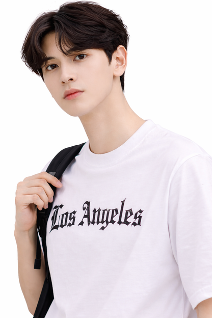 Attitude Start of Fashion Los Angeles Gothic Print Oversized White T-Shirt