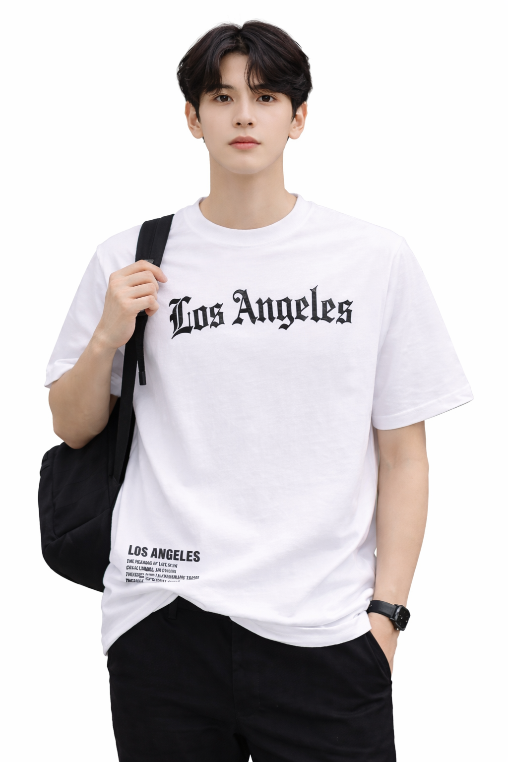 Attitude Start of Fashion Los Angeles Gothic Print Oversized White T-Shirt