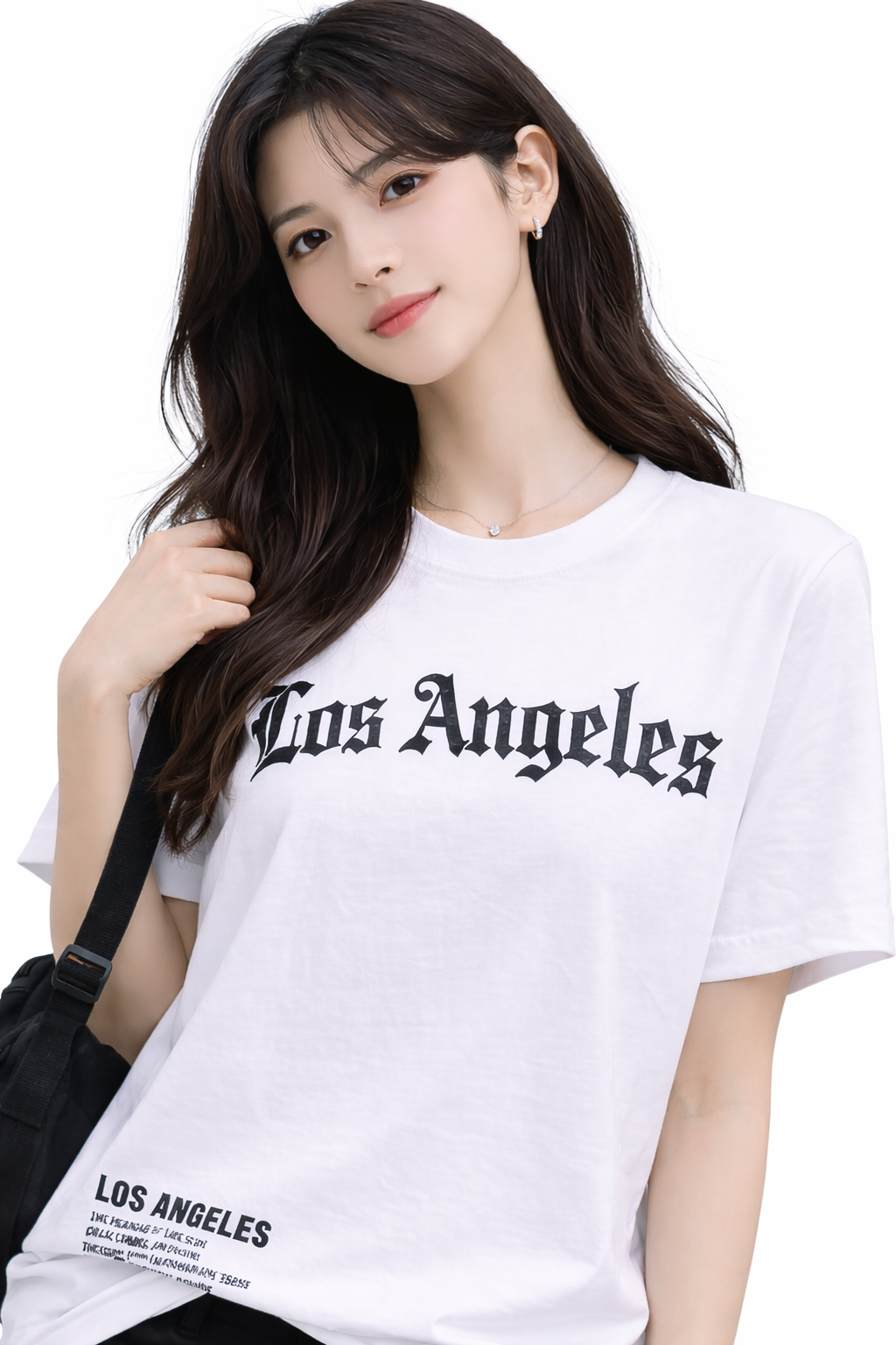 Attitude Start of Fashion Women’s White Los Angeles Graphic Round Neck T-Shirt