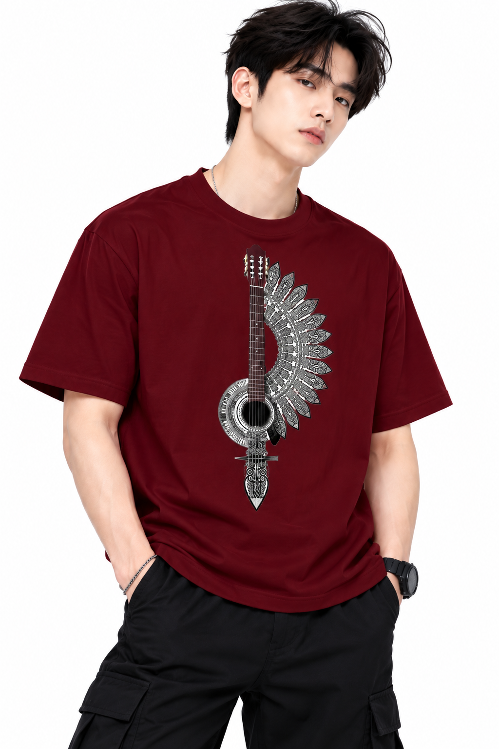 Attitude T-Shirts for Men | Guitar t shirt | Oversized Printed T-Shirt |  100% Pure Cotton T Shirt