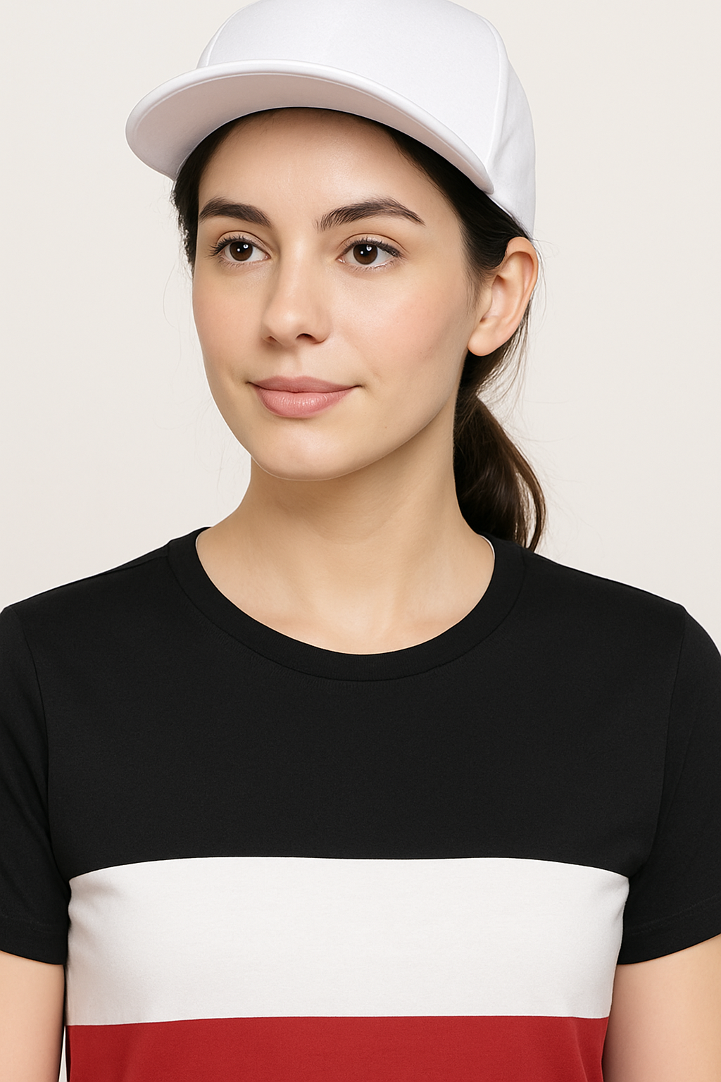 Attitude Start Of Fashion Women’s Black White Red Colorblock T-Shirt | Casual Crew Neck Tee