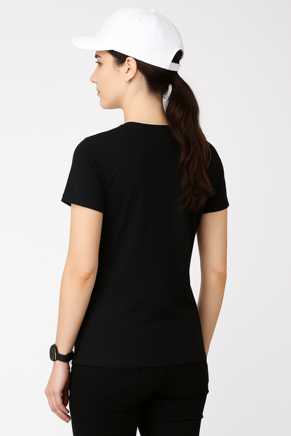 Attitude Start Of Fashion Women’s Black White Red Colorblock T-Shirt | Casual Crew Neck Tee