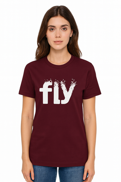 Attitude Start Of Fashion maroon graphic “fly” print T-shirt