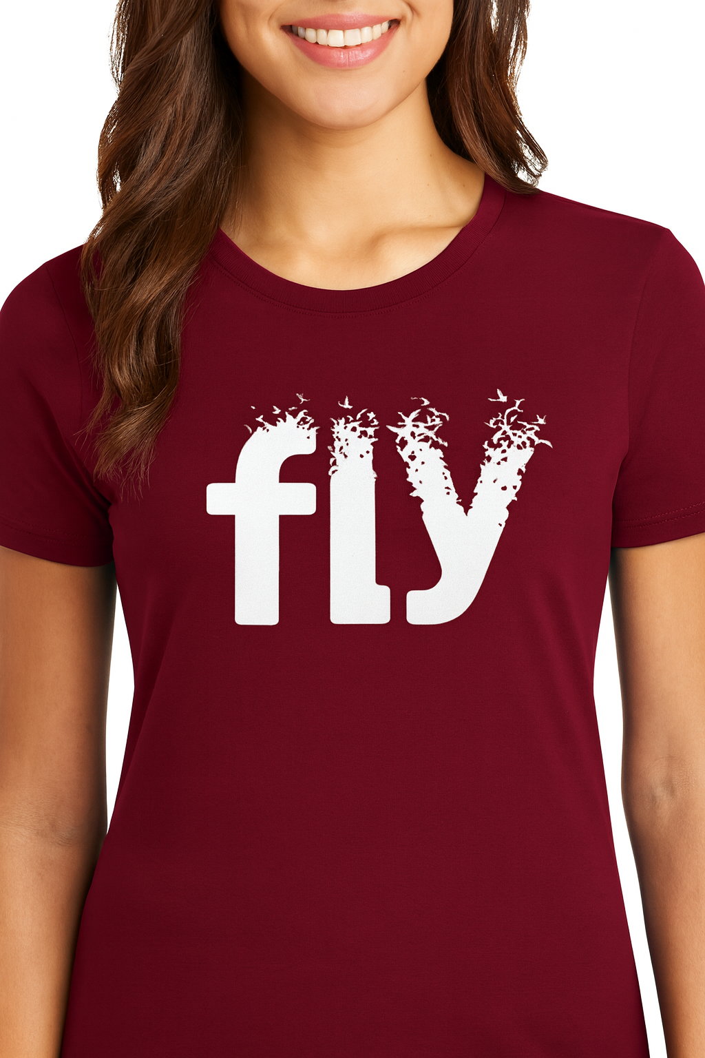 Attitude Start Of Fashion maroon graphic “fly” print T-shirt